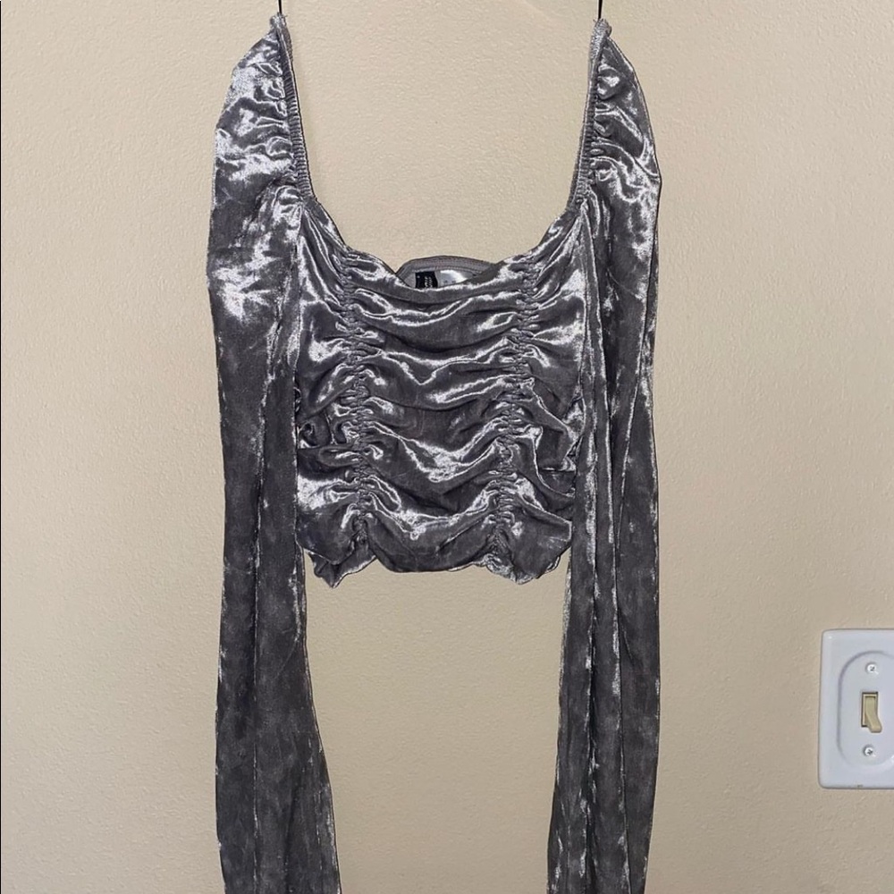 Forever 21 velvet crop long sleeve